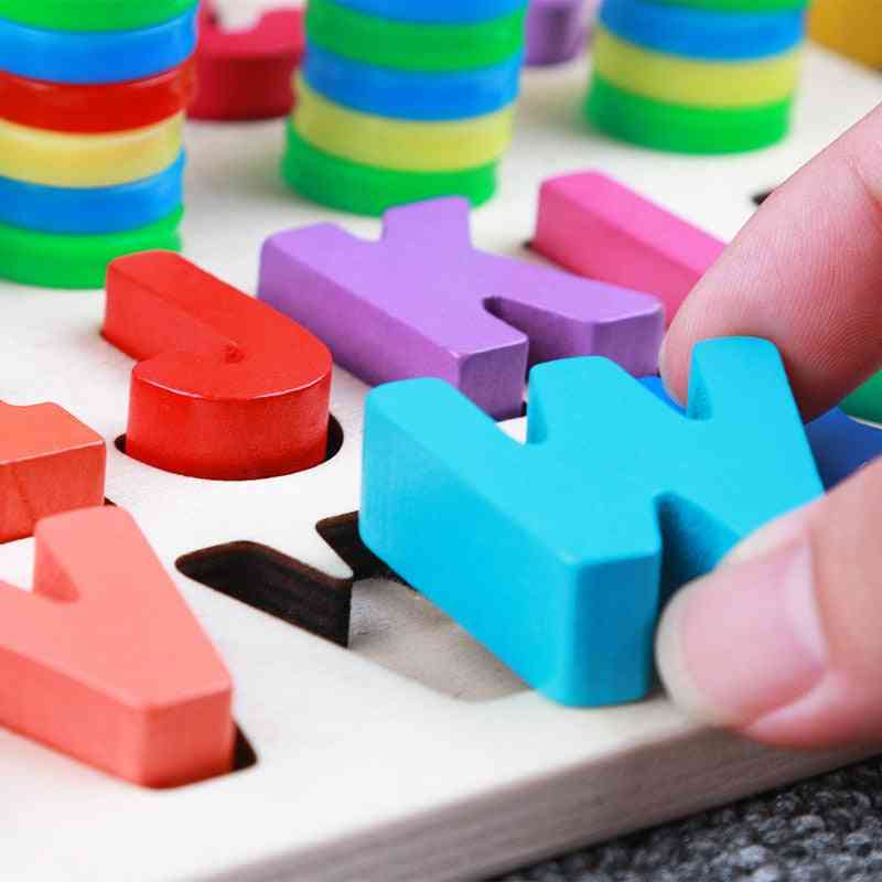 Puzzle de cognition de couleur de lettre numérique pour enfants Blocs de construction d'apprentissage précoce pour bébé Jouets Montessori - comme image-175