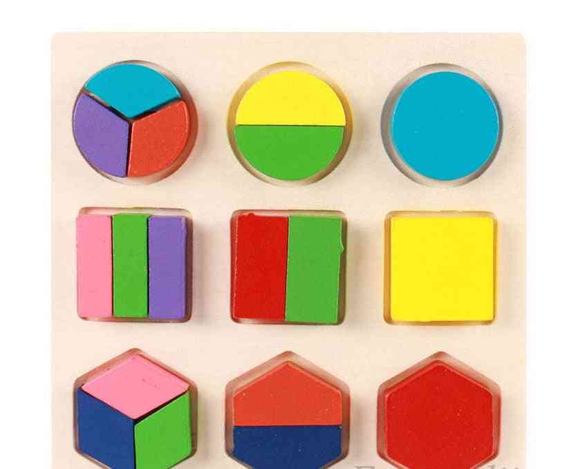 Myynti geometrinen muoto ja värien sovitus, puiset 3D-palapelit Baby Montessori varhaiskasvatuksen lelu lapsille s-l02