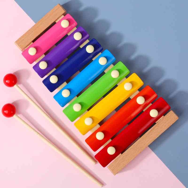 Xylofon børns pædagogiske legetøj - træ otte noter ramme stil baby musikalske sjove legetøj - mundharmonika.