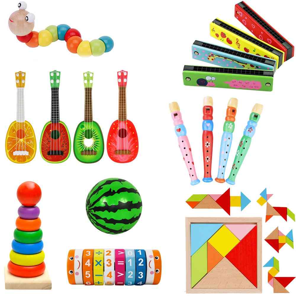 Xylofon børns pædagogiske legetøj - træ otte noter ramme stil baby musikalske sjove legetøj - mundharmonika.