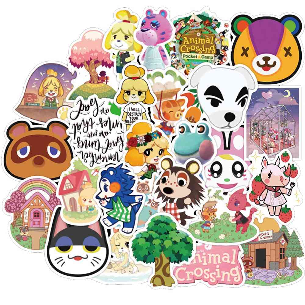 50pcs Animal Crossing Game Stickers Skateboard Fridge Guitar, Laptop, Motorcycle Travel Luggage Classic Toy Sticker For Kid