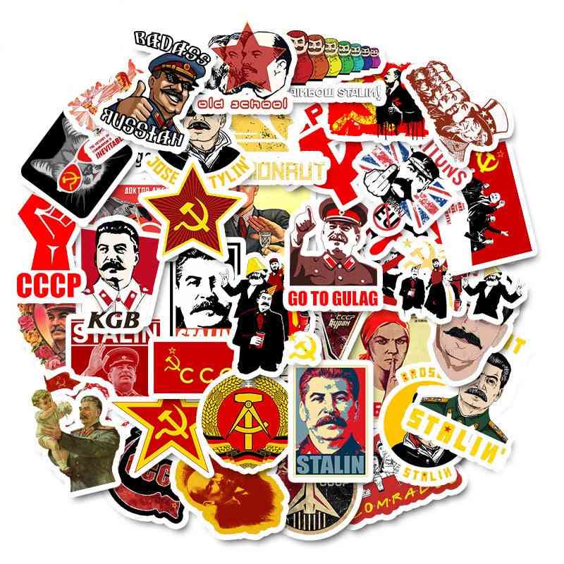 10/30/50pcs Mixed Soviet Union Stalin Ussr Cccp Het Stickers- Waterproof Pvc Skateboard Guitar, Luggage, Motorcycle, Kid Toy