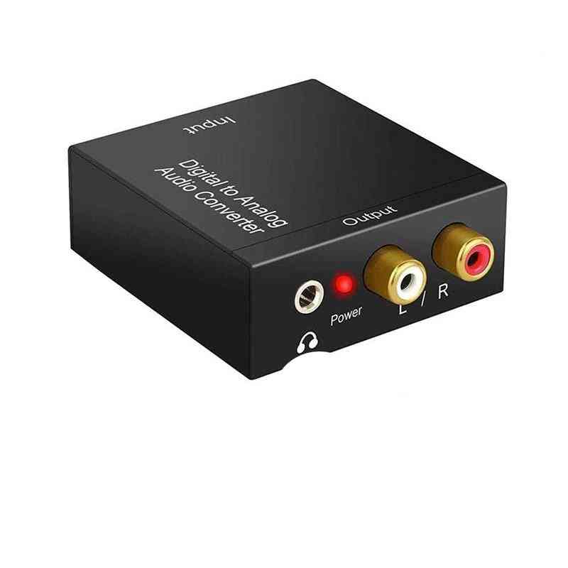 Optical Digital Stereo Audio Toslink Coaxial Signal To Analog Converter - Dac Jack 2*rca Amplifier Decoder Adapter (black)