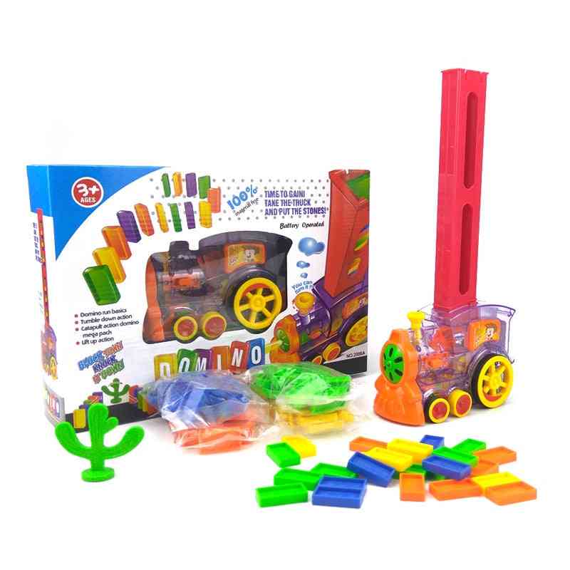Automatic Domino Brick Laying Toy -  Train Car Set, Bridge Bell Kit