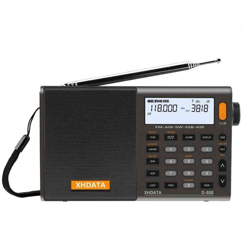 רדיו נייד רגישות גבוהה וצליל עמוק FM סטריאו רב-פס עם תצוגת LCD, אזעקה, טמפרטורה -