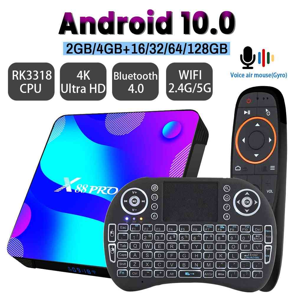 Transpeed android 10 tv-boks, 2.4g & 5.8g wifi, 32g 64g 128g 4k 3d bluetooth, tv-modtager medieafspiller hdr + høj kvalitet - 128gvoice / au plug