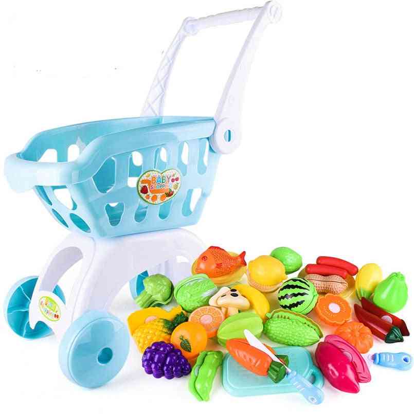 Large Supermarket Shopping Cart Trolley - Basket For Fruits Toy
