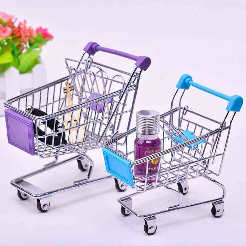 Mini Baby Trolley Supermarket Handcart, Carts Storage Folding Shopping Cart Basket