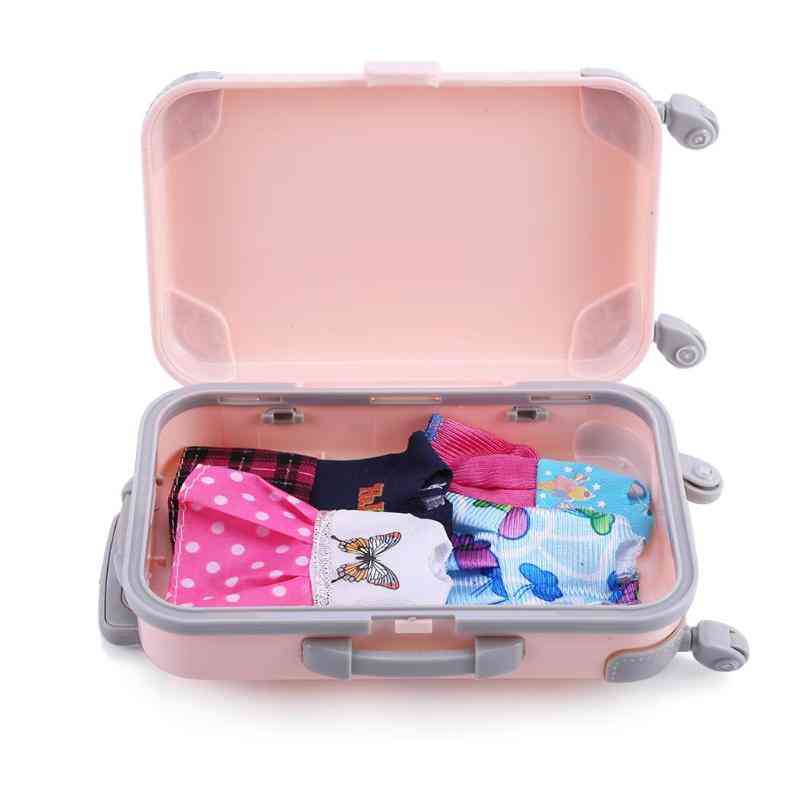 3d Travel Train, Suitcase, Luggage Play House Toy- Doll Accessories Plastic Furniture Kids