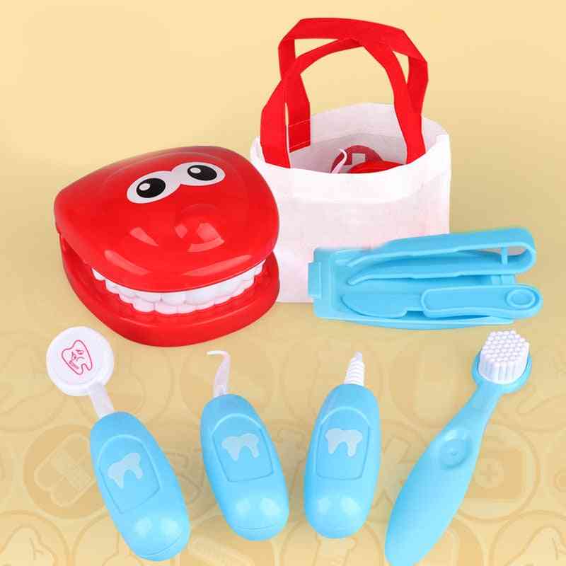 9pcs Zahnarzt überprüfen Zähne Modellsatz medizinische Kit-pädagogische Rollenspielsimulation Lernspielzeug für Kinder Kinder - a