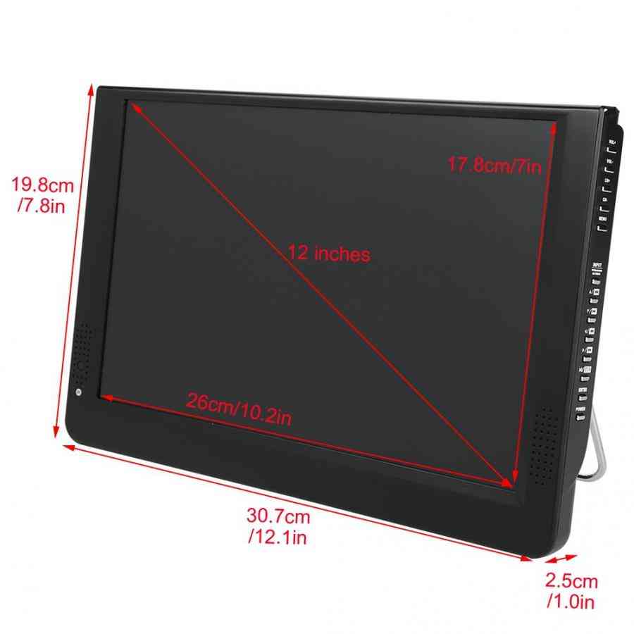 12 Inch Portable Mini Tv, Supports Dvb-t/t2/h265/hevc And Dolby Ac3 1280*800 Tf Card