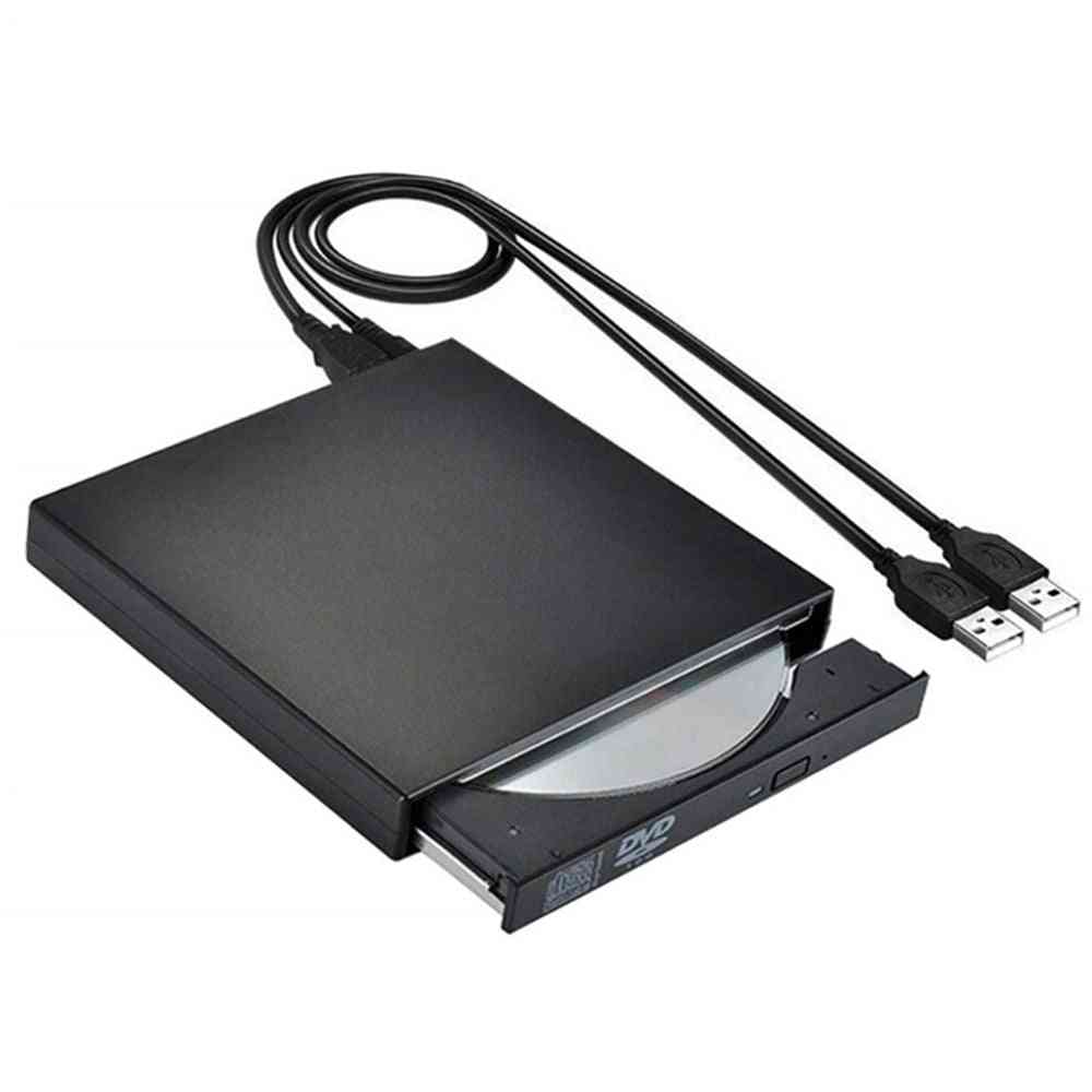 Unidad de dvd óptica externa, usb 2.0 reproductor de cd rom grabador de cd-rw grabador lector grabador portatil para laptop con windows pc - negro