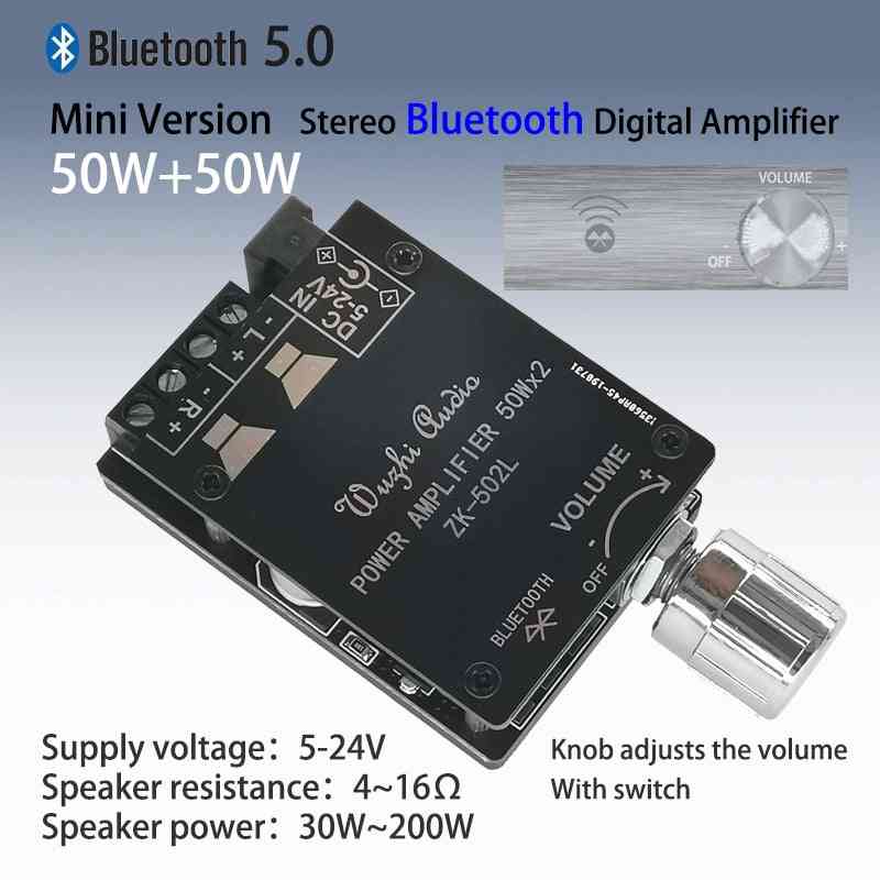 Bluetooth 5.0 Wireless Audio Digital Power Amplifier Stereo Board, 50wx2 Bluetooth Amp Amplificador Zk-502l