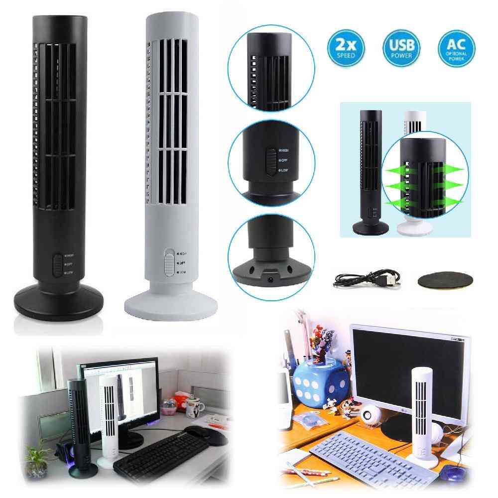 Tragbarer USB vertikaler, klingenloser Mini-Schreibtischlüfter mit Klimaanlage für Zuhause / Büro - schwarz