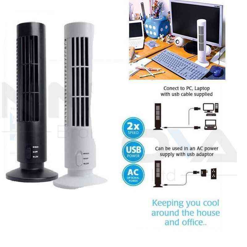 Tragbarer USB vertikaler, klingenloser Mini-Schreibtischlüfter mit Klimaanlage für Zuhause / Büro - schwarz
