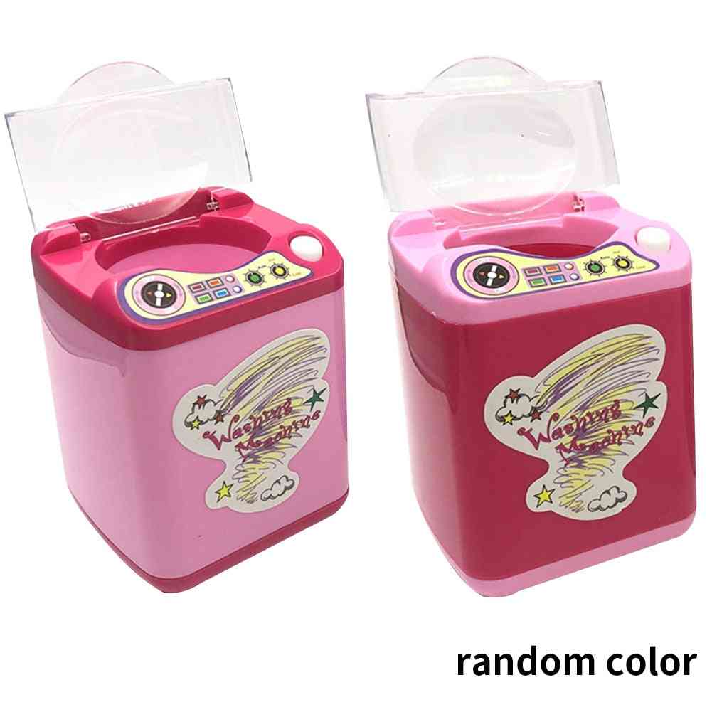 Symulacja na baterie dla dzieci automatyczna symulowana mini pralka zabawka szczoteczka do czyszczenia sprzątanie elektryczne udawaj zabawę - różowy