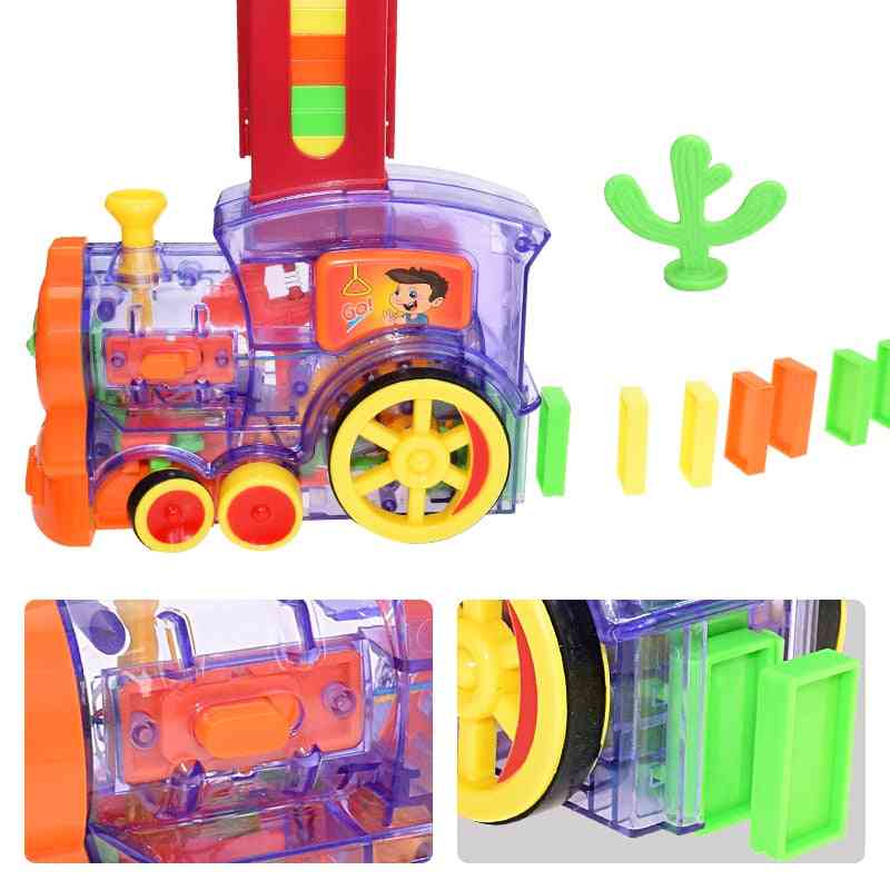 Kinder domino trein wagensetautomatisch legspel educatief speelgoed - 60st rood