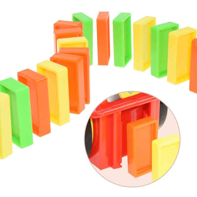 Zestaw wagonik domino automatyczna zabawka edukacyjna do układania - 60el. czerwony