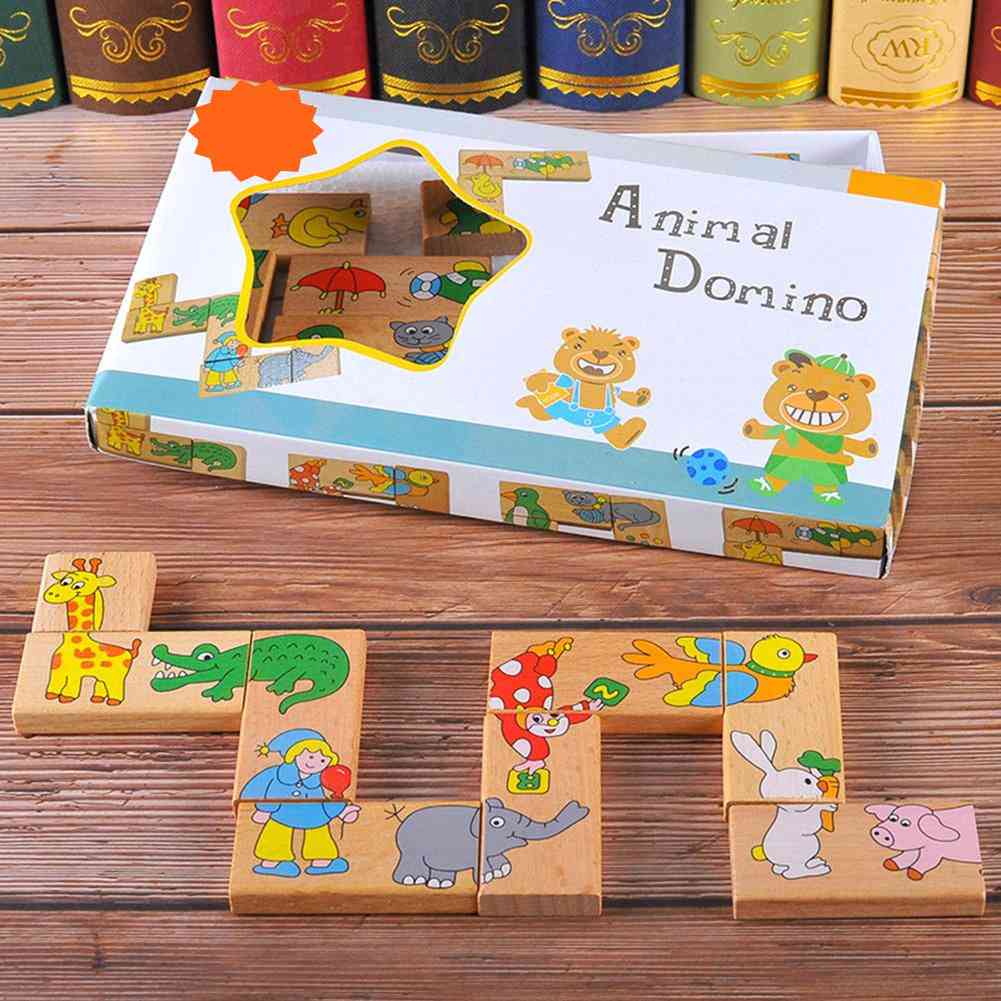Wooden Animal Domino Puzzle For - Educational Toy