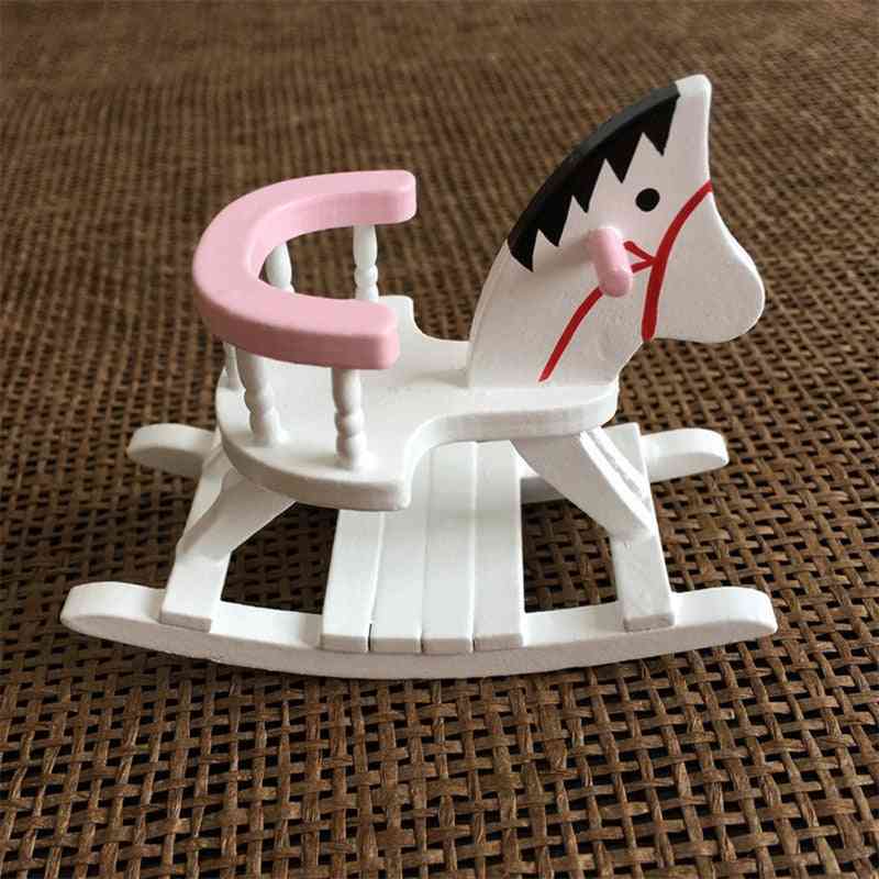 1:12 poppenhuis miniatuur meubels houten paard, schommelstoel voor kinderen- action figure decoratie poppen accessoires -