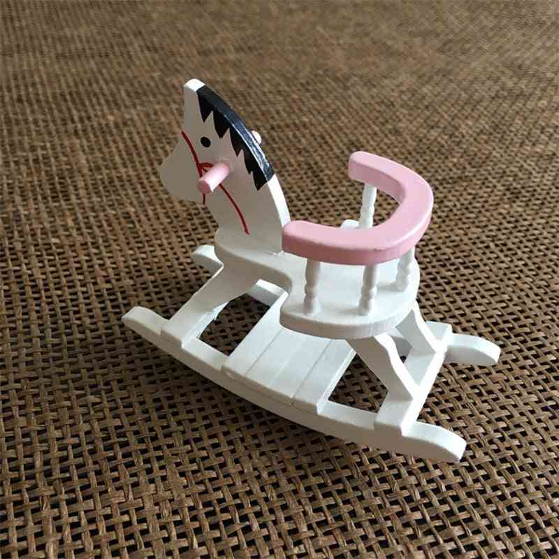 1:12 maison de poupée meubles miniatures cheval en bois, chaise à bascule pour enfants - figurine décoration accessoires de poupées -
