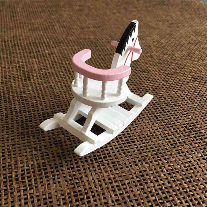 1:12 poppenhuis miniatuur meubels houten paard, schommelstoel voor kinderen- action figure decoratie poppen accessoires -