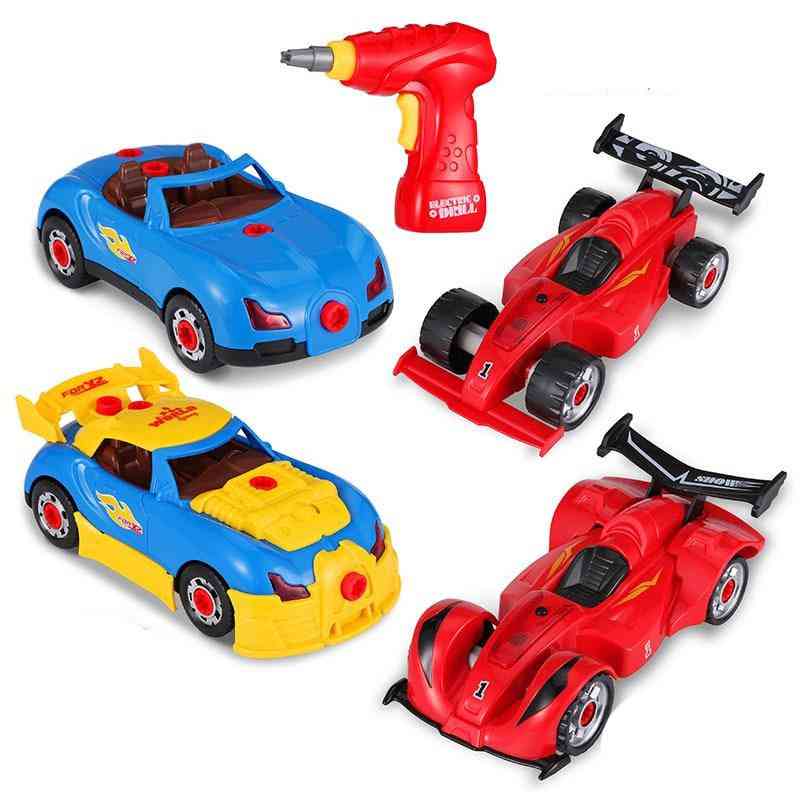 53szt 4 w 1 dzieci wiertarka elektryczna grupa zabawek-klocki samochodowe kreatywny montaż zabawki -