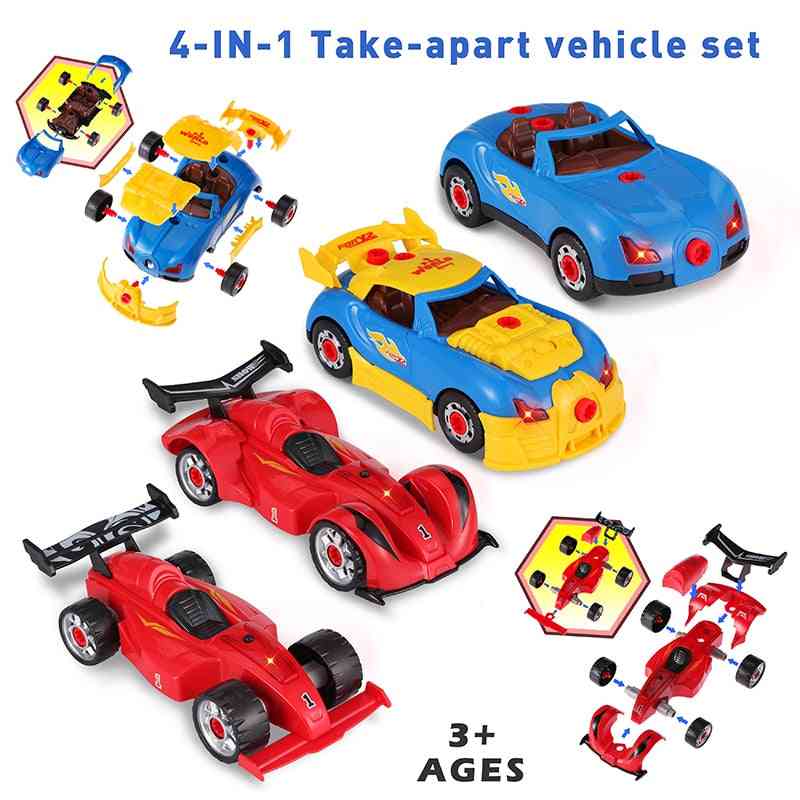 53pcs 4 en 1 enfants perceuse électrique vis groupe jouets-blocs de construction de voiture jouet d'assemblage créatif -