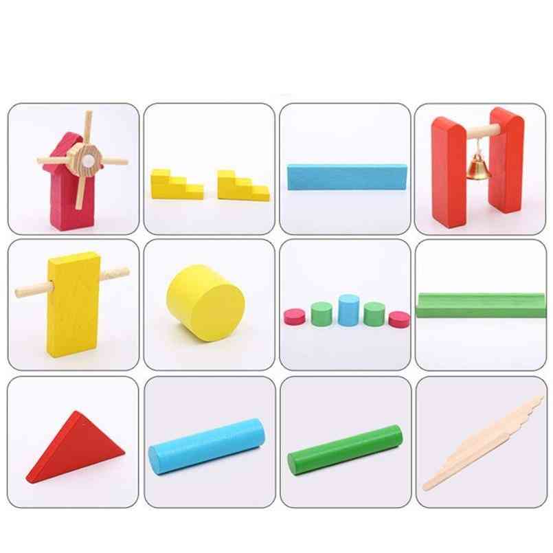 Blocs de construction d'accessoires de domino en bois pour enfants colorés - Jeux de société - 10 styles