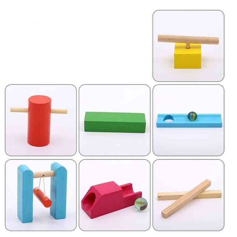 Blocs de construction d'accessoires de domino en bois pour enfants colorés - Jeux de société - 10 styles