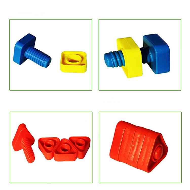 4 Sets/lot Screw Building Blocks - Plastic Insert Blocks, Nut Shape Toy