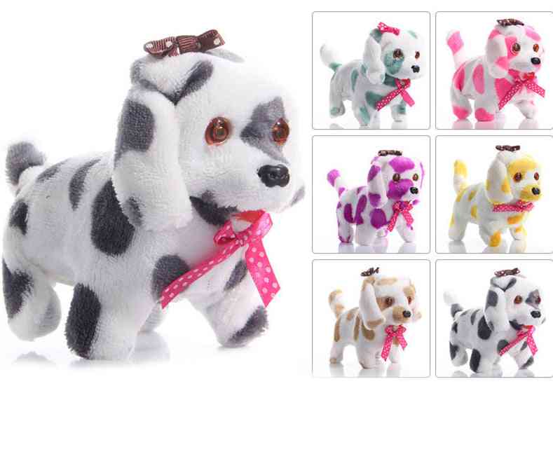 Elektrický roztomilý plyšový pes světlo led oči - chůze štěkání štěně děti hračka plyšová hračka