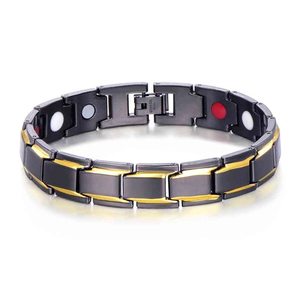 Pulseiras e pulseiras masculinas, pulseira magnética de aço inoxidável h power - b439-1