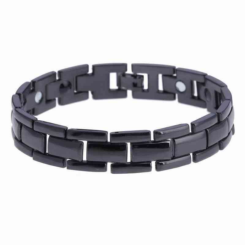 Pulseiras e pulseiras masculinas, pulseira magnética de aço inoxidável h power - b439-1