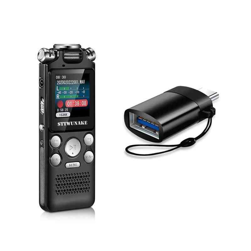 Portable, Digital Voice Recorder With Data Cable, Type-c Otg And Earphone