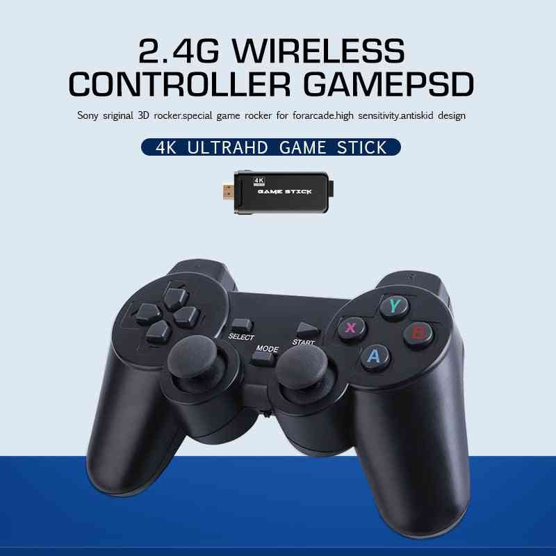 4k Ultra Hd Game Stick With 2.4g Double Wireless Controller Pad