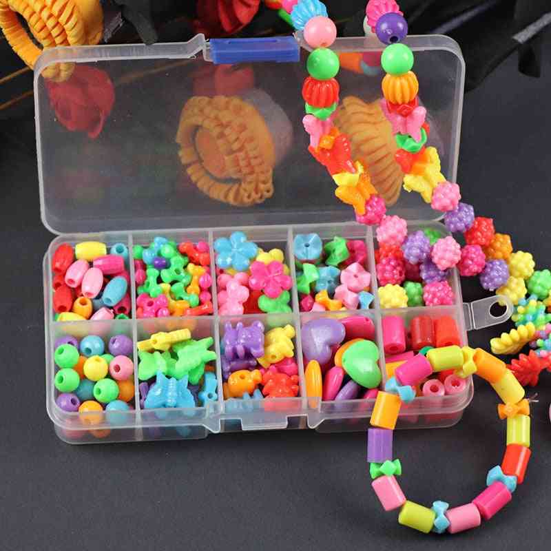 200pcs perline giocattoli per bambini fai da te collane fatte a mano, braccialetti ragazza bambini puzzle in rilievo giocattolo educativo - 01