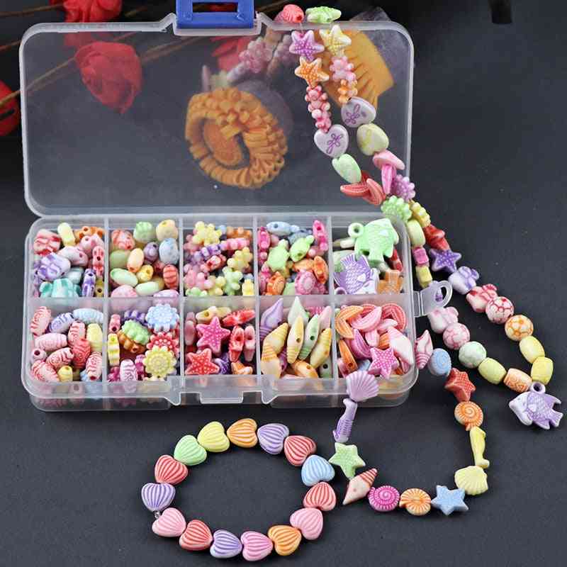 200st pärlor leksaker för barn DIY handgjorda halsband, armband flicka barn pärlstav pussel pedagogisk leksak - 01