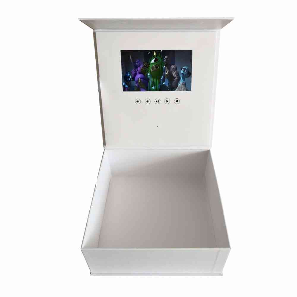Hvid hardcover video blank kasse, 7 tommer universel video lykønskningskort 2 GB se boks til reklame og gaver - sort marmor / 2 GB hukommelse