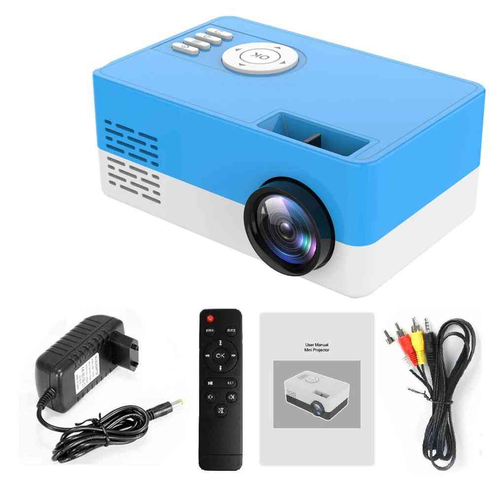 Mini bærbar projektorstøtte 1080p videodisplay, hjemmemediaspiller lomme video beamer gave til venner barn - blå au plug