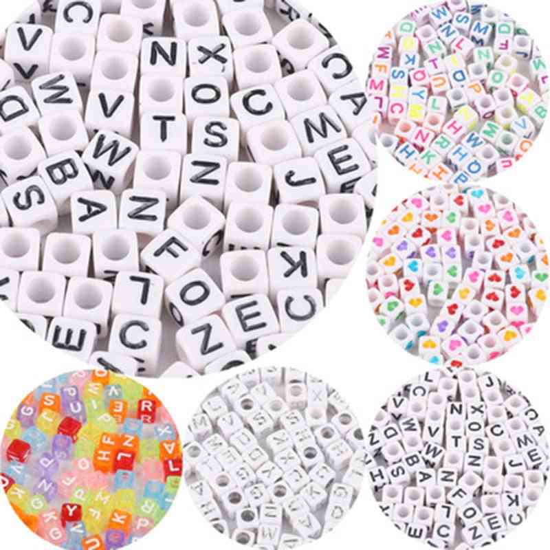 200pcs, 6mm Diy Acrylic Alphabet Letter Cube Beads -'s Education Toy