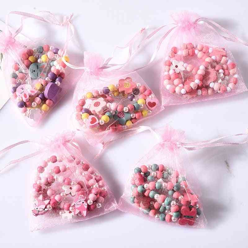 Flicka pärlor leksaker halsband, armband, fjärilar blommor baby, handgjorda, halsband tillbehör prinsessa barn födelsedagspresenter - 1