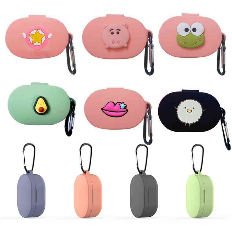 Cartoon Earphone Case With Hook For Xiaomi Redmi Airdots Case Cover -wireless Bluetooth Earphone Cases Soft Tpu Shell