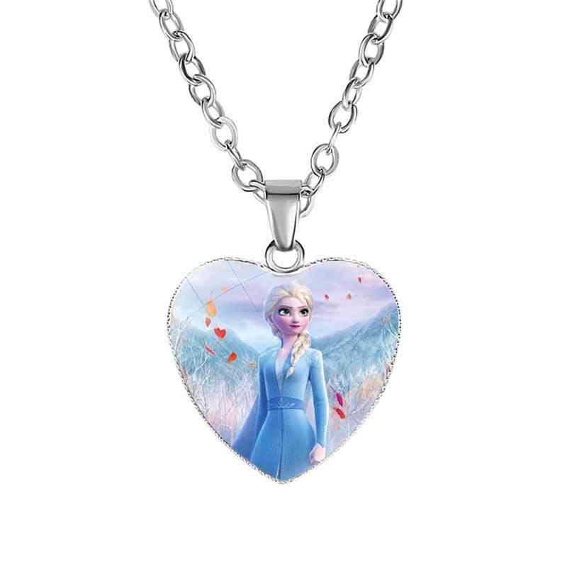 Disney frosne 2 kærlighed halskæde børnetegneserie - elsa prinsesse anna hjerteformede vedhæng pige gaver - 01