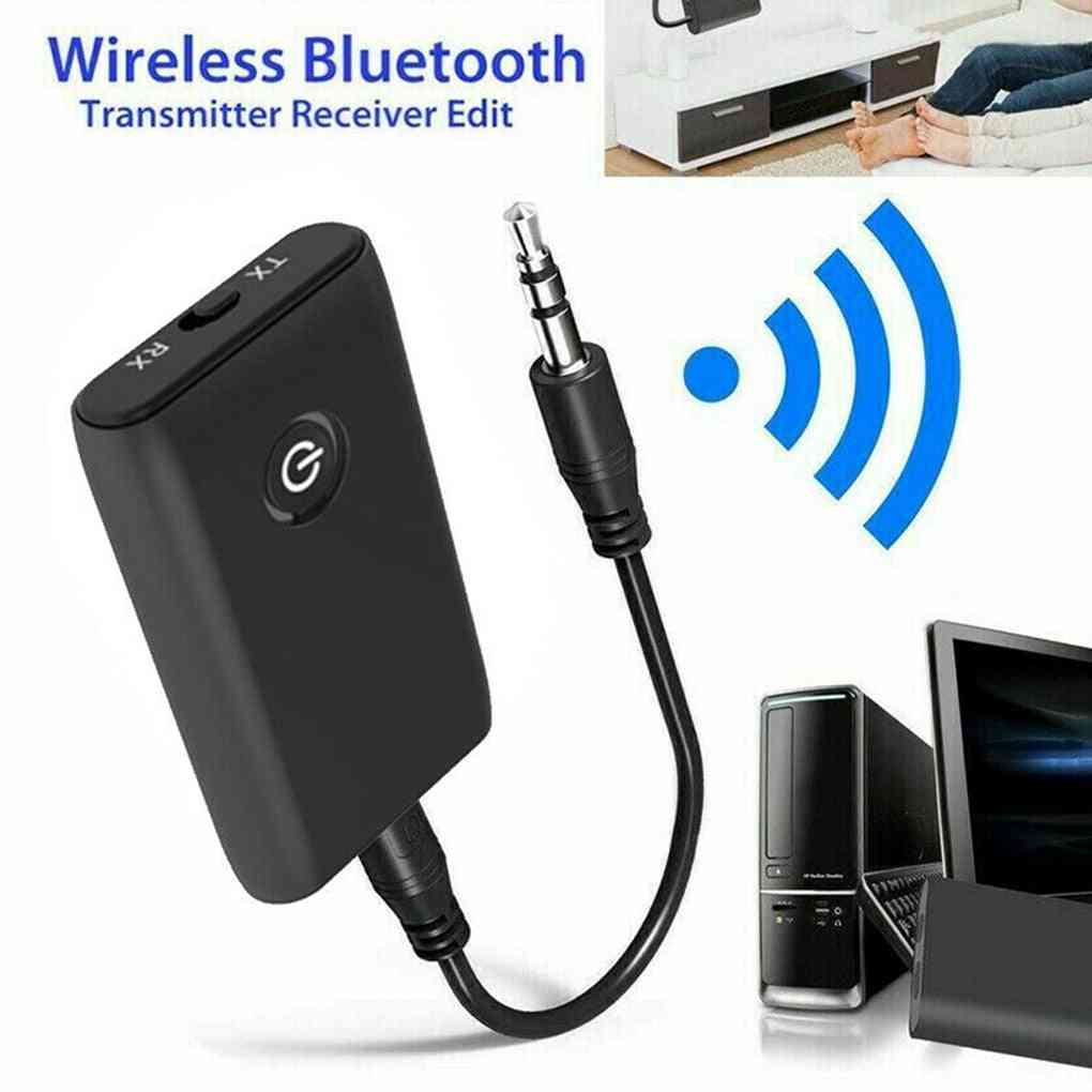 Bluetooth 5.0 -lähetinvastaanotin, tv-PC-autokaiutin, 3,5 mm aux - kodin stereolaite (musta bluetooth v5.0) -