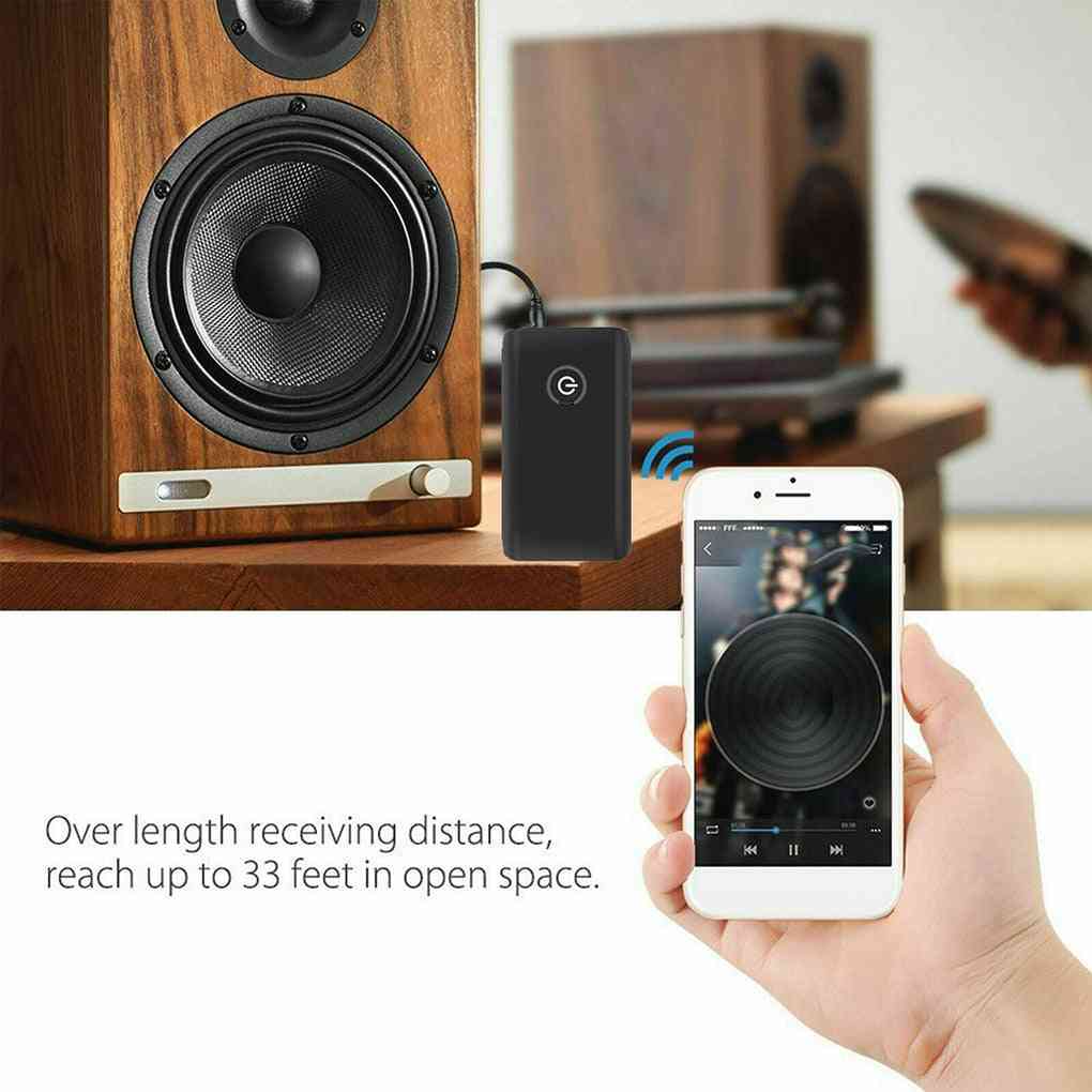 Bluetooth 5.0 sendermottaker, TV PC bilhøyttaler, 3,5 mm AUX - stereoanlegg (svart Bluetooth v5.0) -