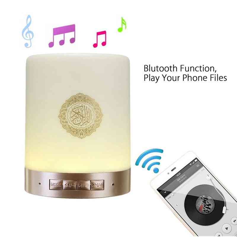 Het-trådlös Bluetooth-koranhögtalare med färgglatt LED-ljus - koran reciter muslimsk högtalare med fjärrkontroll (vit annan annan högtalare) -