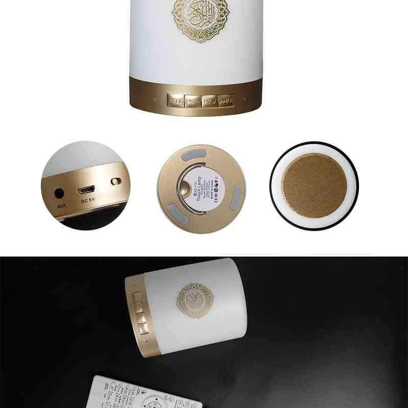Fargerik USB FM-radio, justerbar liten LED-lampe Bluetooth-høyttaler med berøringsfjernkontroll -