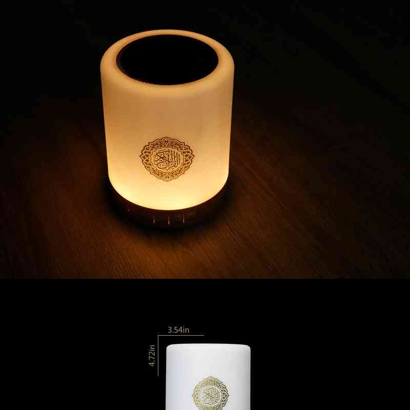 Fargerik USB FM-radio, justerbar liten LED-lampe Bluetooth-høyttaler med berøringsfjernkontroll -
