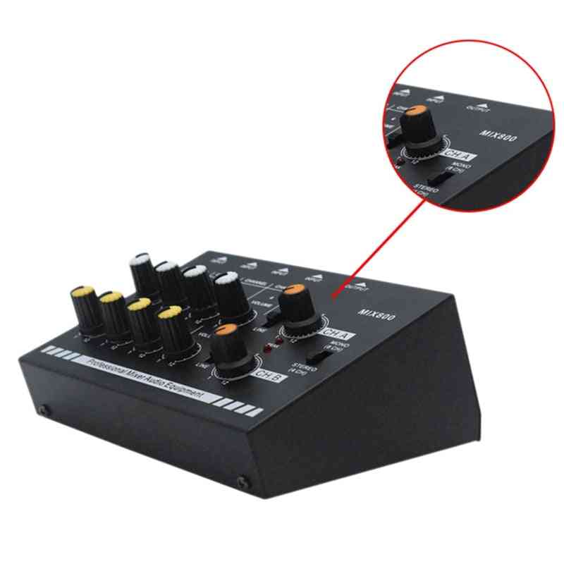 4 / 8-channel Mini Mixer, 4-channel Line Mixer Reverb Audio Mixer